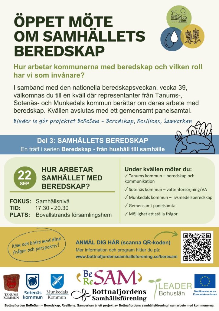 22/9 samhällets beredskap – öppen träff tillsammans med kommunerna