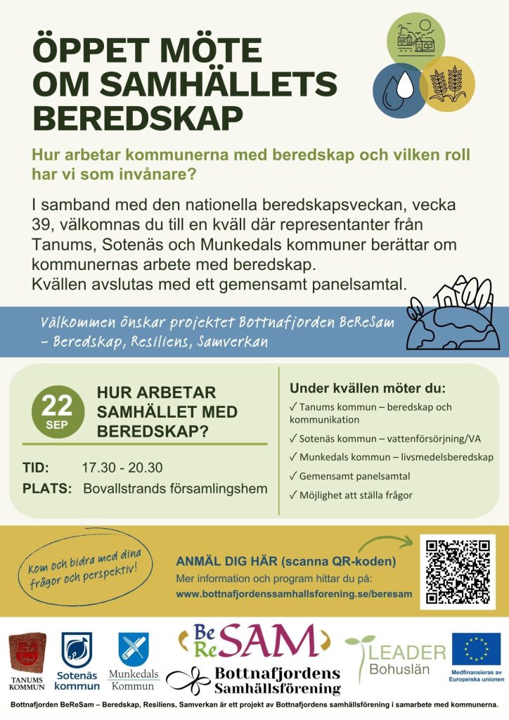 22/9 samhällets beredskap – öppen träff tillsammans med kommunerna